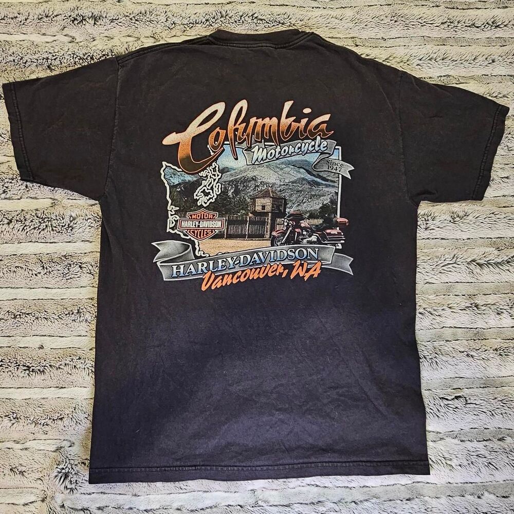Harley-davidson Men's Black and Grey T-shirt